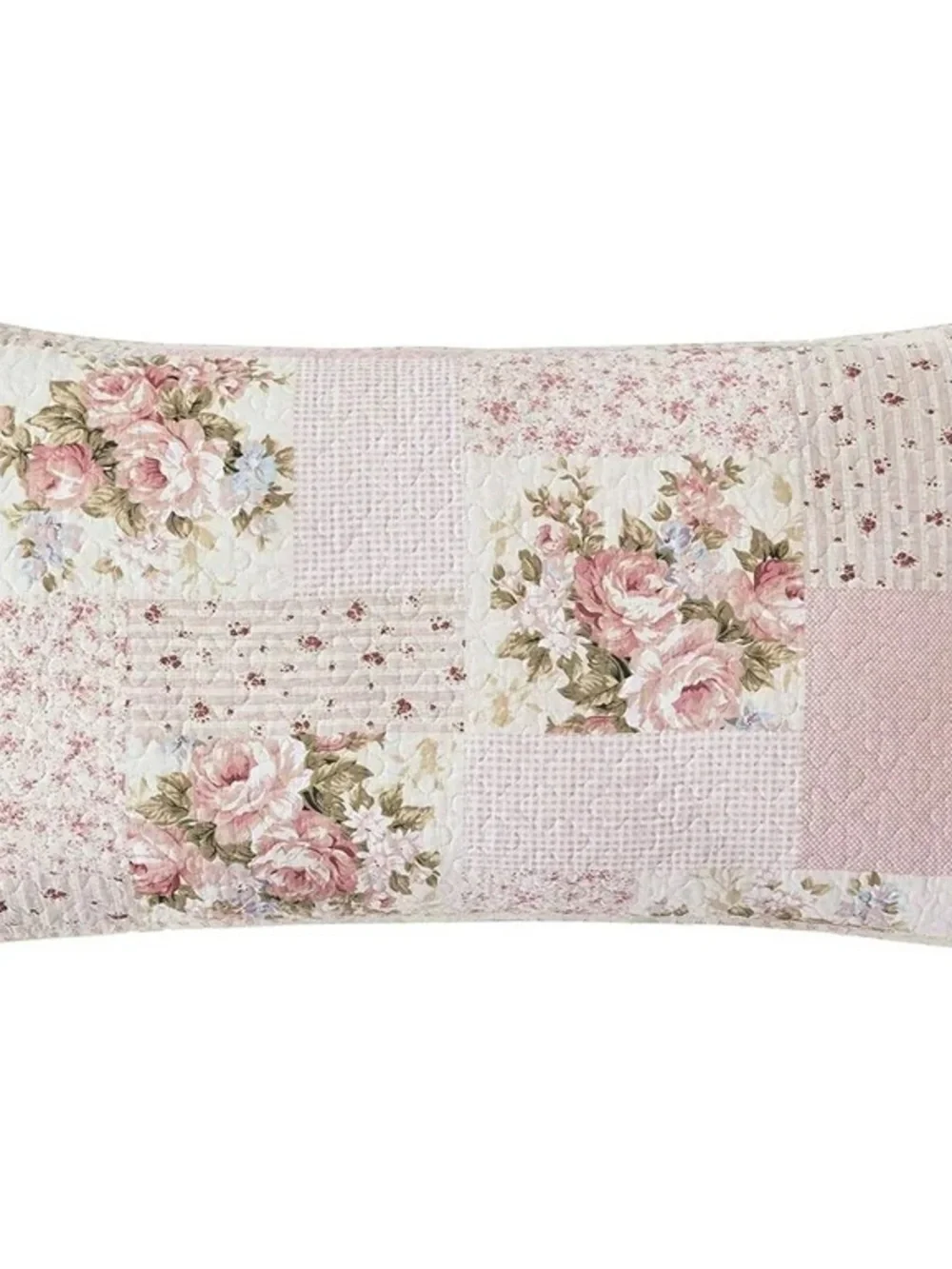 Floral Patchwork Full 3 piece Quilt Set in Light Pink - Soft Cotton Bedding